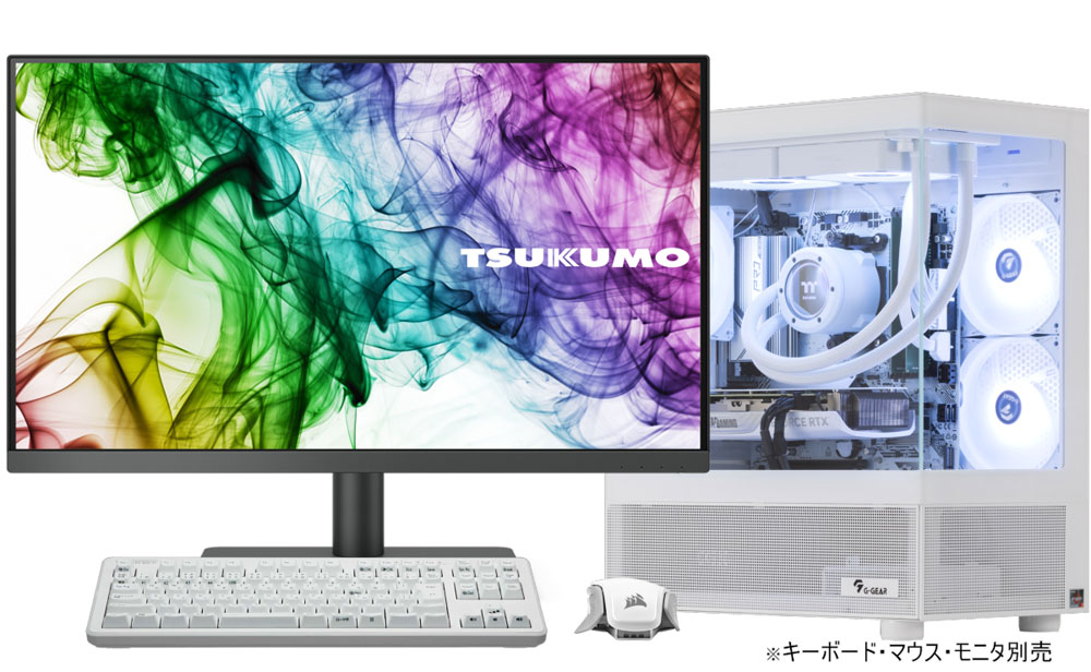 TSUKUMOゲーミングPC G-GEAR White ピラーレスモデル